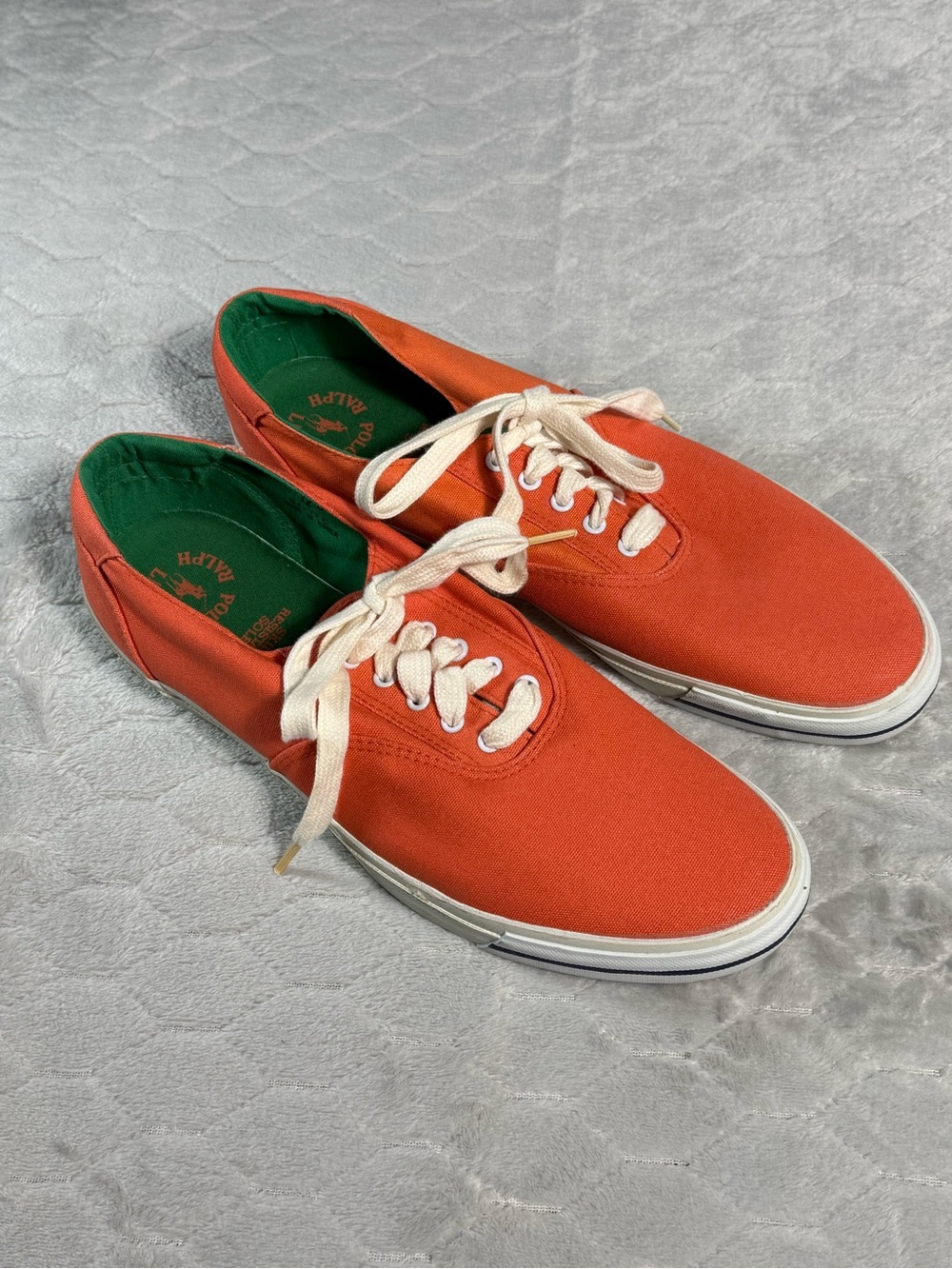Vintage Polo Ralph Lauren World Class Orange Canvas Sneakers 12D Korea